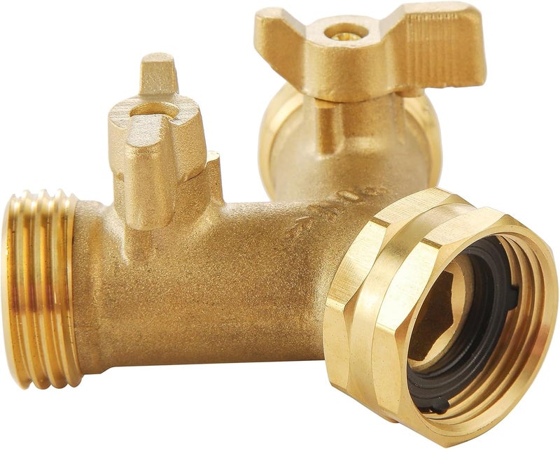 BILBAL Garden Hose Splitter 2 Way Heavy Duty, Outdoor Faucet Splitter 2 Way, Solid Brass Spigot Splitter Hose Y Splitter with Shutoff Valve - Image 4